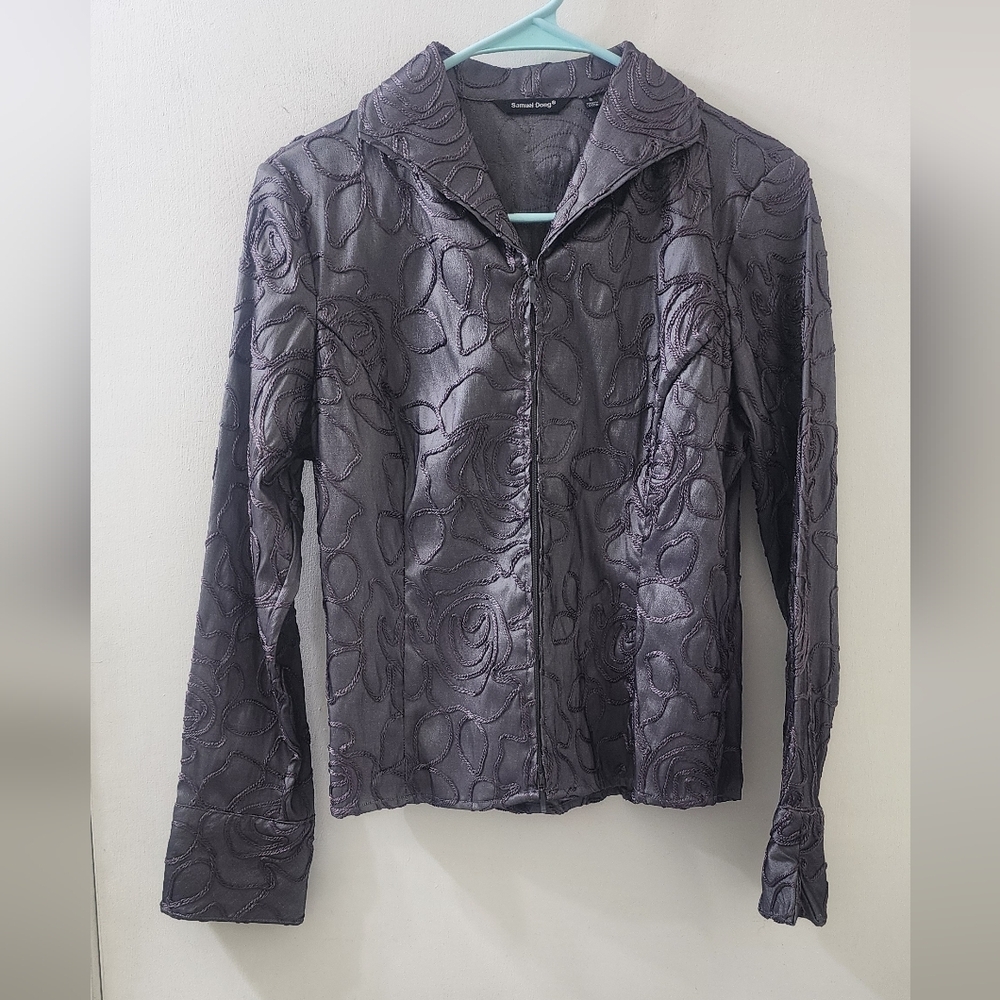 Samuel‎ Dong Textured Jacket, Size Small, Purple.
